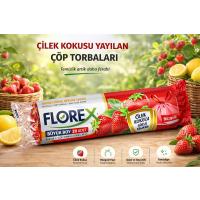 Florex Büzgülü Büyük Boy Çilekli Çöp Poşeti