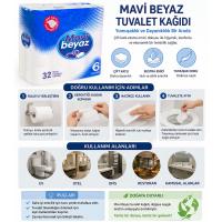 MAVİ BEYAZ Tuvalet Kağıdı 32'li