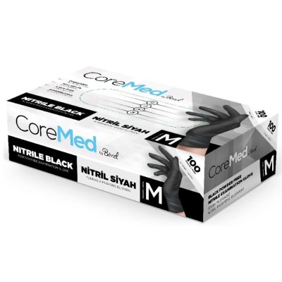 Corel Med Nitril Pudrasız Eldiven M Beden 100'lü Siyah