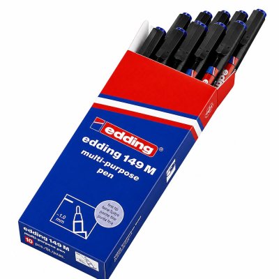 Edding 149M Asetat Kalemi Silgili 1.0 mm - Mavi (10 adet ) paket