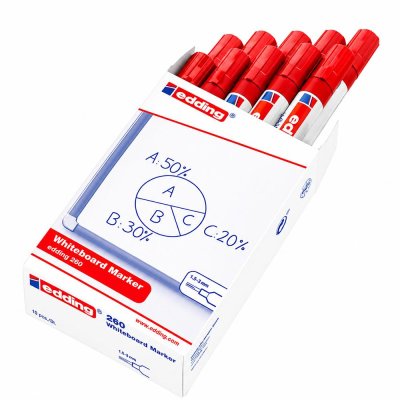 Edding 260 Beyaz Yazı Tahtası Kalemi - Kırmızı (1x10) Paket Satış