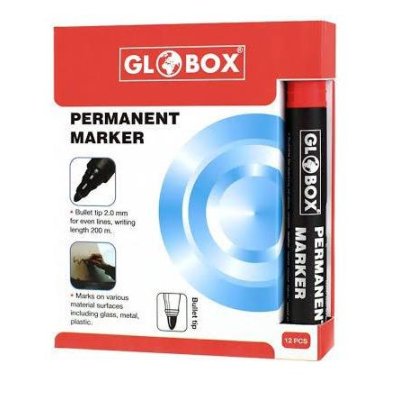 GLOBOX Permanent Marker Koli Kalemi 12'li Kırmızı 2-0MM