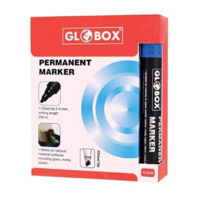 GLOBOX Permanent Marker Koli Kalemi 12'li Mavi 2-0MM