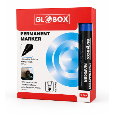 GLOBOX Permanent Marker Koli Kalemi 12'li Mavi 2-0MM