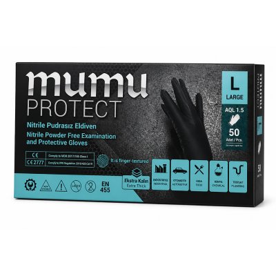 Mumu Protect L Extra Kalın Nitril Eldiven 50 adet (1 PAKET )