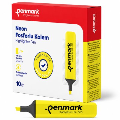Penmark Neon Fosforlu Kalem 10'lu - Neon Sarı 