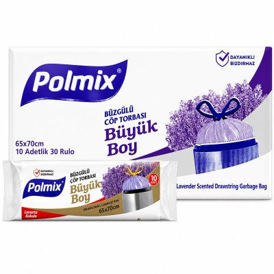 Polmix Büzgülü Lavanta Kokulu Çöp Poşeti Büyük Boy (Kolili Satış)